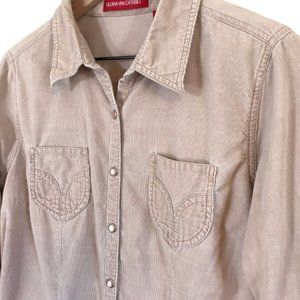 Gloria Vanderbilt Rose Corduroy Button Up Blouse